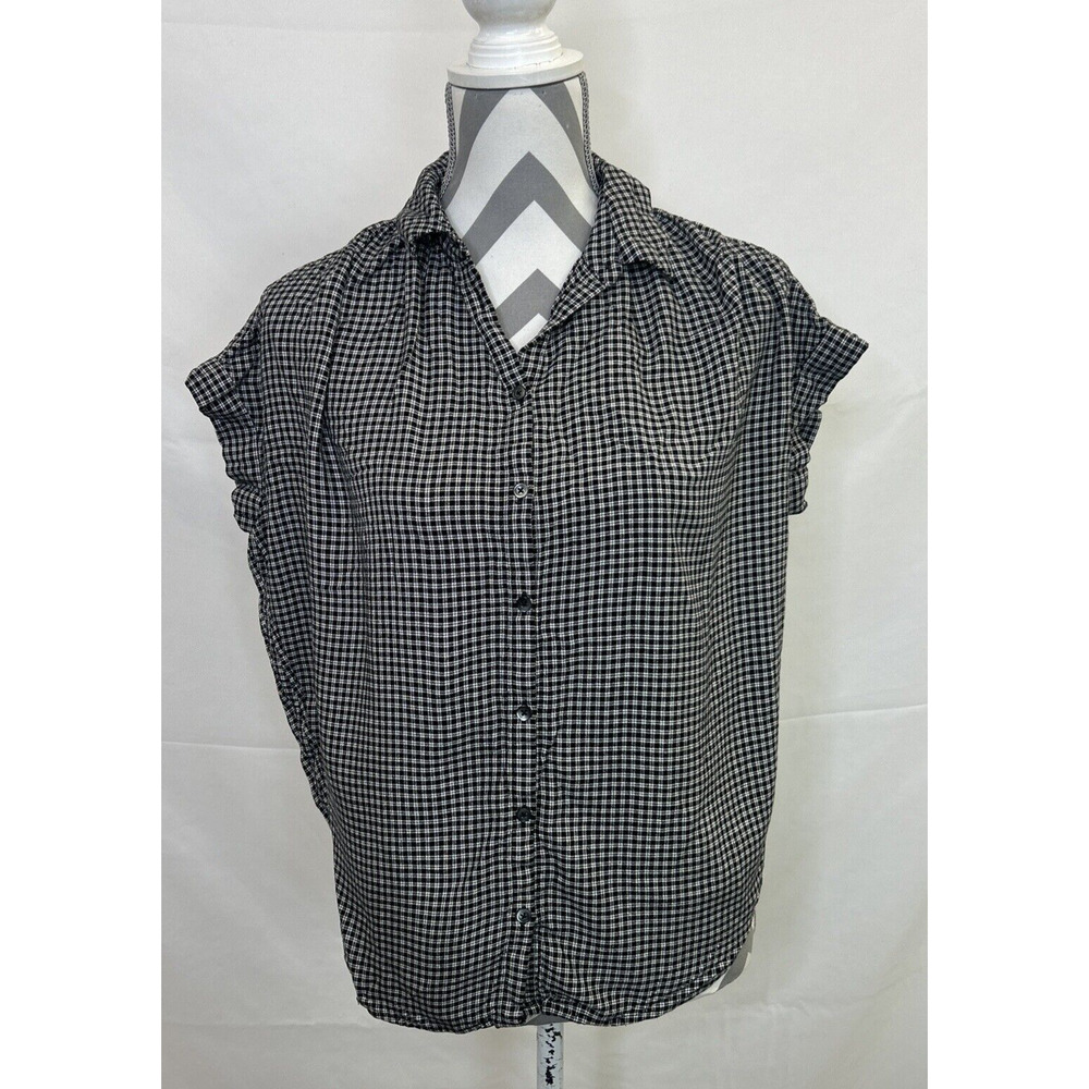 Madewell Central Shirt Black White Haden Plaid Size XXS Viscose FS Bnfts Charity